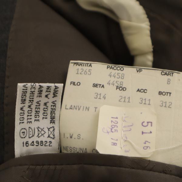 LANVIN ランバン イタリア製 ウール テーラードジャケット 46 グレー メンズ