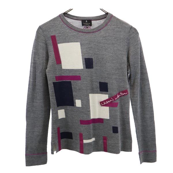 LANVIN ランバン ウールブレンド 長袖 セーター 38 グレー ニット レディース