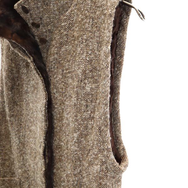 クロエ ツイード ベスト 38 ブラウン系 Chloe ファー レディース