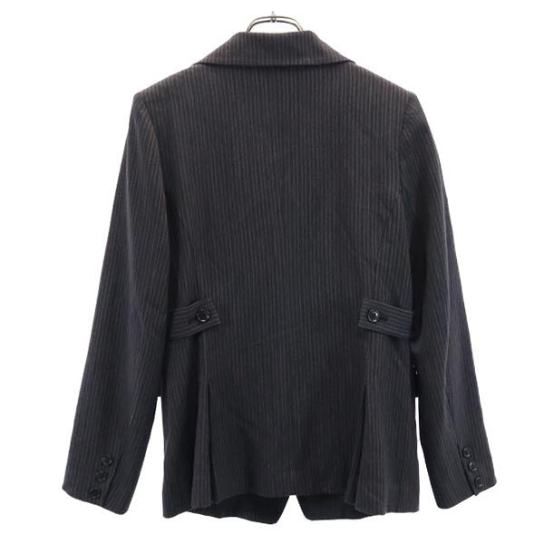 Miss ALICE ミスアリス 日本製 ウール ストライプ テーラードジャケット チャコール系 ブレザー レディース