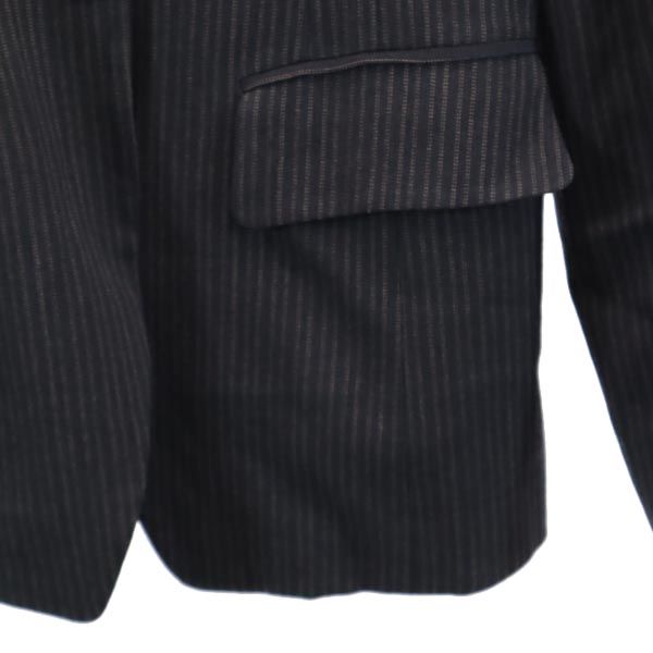 Miss ALICE ミスアリス 日本製 ウール ストライプ テーラードジャケット チャコール系 ブレザー レディース