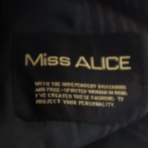 Miss ALICE ミスアリス 日本製 ウール ストライプ テーラードジャケット チャコール系 ブレザー レディース
