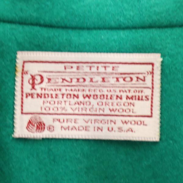 PENDLETON ペンドルトン USA製 ヴァージンウール テーラードジャケット 8 グリーン ブレザー レディース
