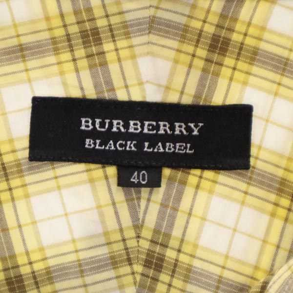 BURBERRY BLACK LABEL バーバリーブラックレーベル 日本製 三陽商会 チェック 長袖 シャツ 40 イエロー系 メンズ