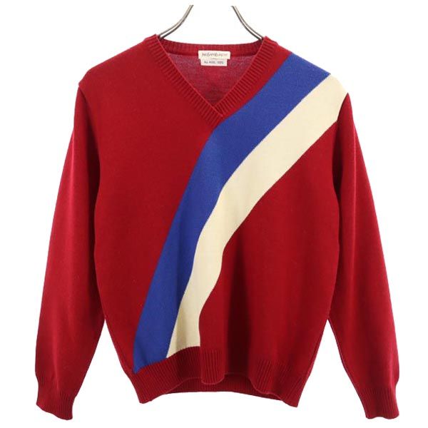 YVES SAINT LAURENT イヴサンローラン ウール 長袖 セーター 36 レッド ニット レディース