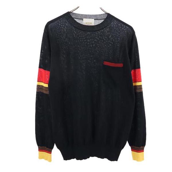 FACTOTUM ファクトタム 長袖 コットンブレンドニット セーター 36 ブラック メンズ