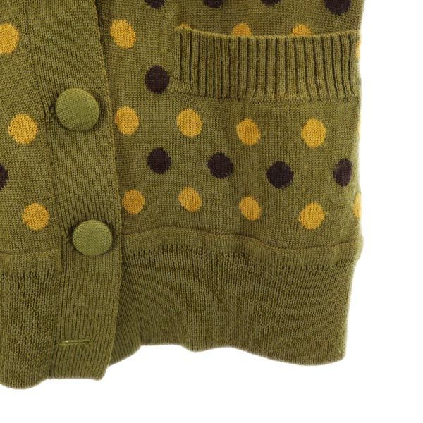 CATHERINE MALANDRINO キャサリンマランドリーノ メリノウール ドット柄 長袖 ニット カーディガン S カーキ 水玉 レディース