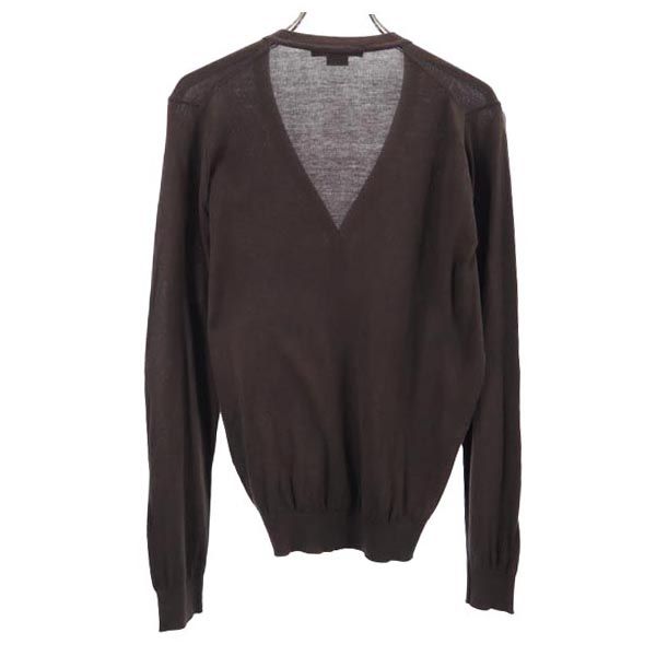 JOHN SMEDLEY ジョンスメドレー 英国製 長袖 Vネック コットンニット カーディガン XS ブラウン レディース