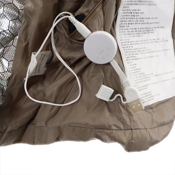 未使用 BAESAN USBプラグ付き ベスト S ブラウン系 収納ポーチ付き レディース