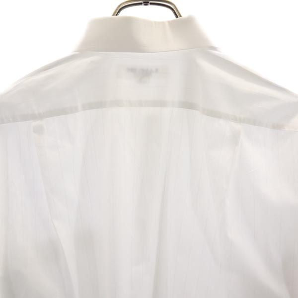 LANVIN ランバン 日本製 ストライプ柄 長袖 シャツ 41-82 ホワイト メンズ