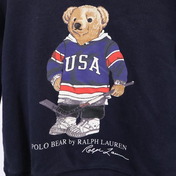 POLO RALPH LAUREN ポロラルフローレン 長袖 スウェット トレーナー S ネイビー ベアロゴ キッズ
