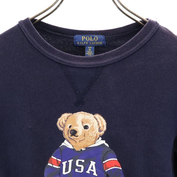 POLO RALPH LAUREN ポロラルフローレン 長袖 スウェット トレーナー S ネイビー ベアロゴ キッズ