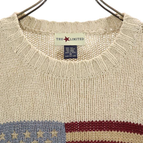 THE LIMITED ザリミティッド シルクブレンド 星条旗 長袖 ニット 16 ベージュ系 セーター レディース