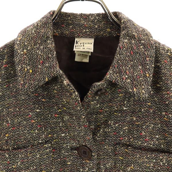 Krizia Poi クリツィア ポイ イタリア製 ウールブレンド テーラードジャケット 40 ブラック系 レディース