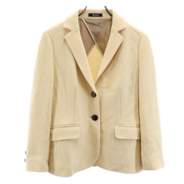 Aquascutum アクアスキュータム 日本製 ボアジャケット 3F アイボリー系 レディース