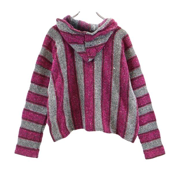 OLD オールド 90s ストライプ柄 長袖 メキシカン パーカー ピンク 他 レディース