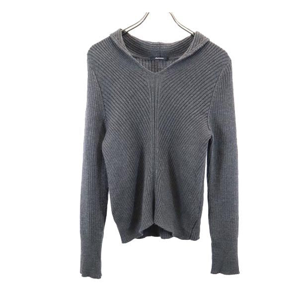 Aquascutum アクアスキュータム 日本製 シルクブレンド 長袖 ニット 6F グレー セーター レディース