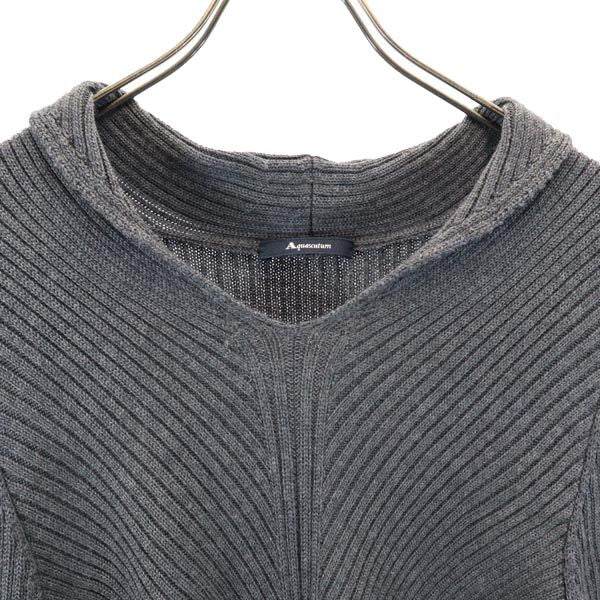 Aquascutum アクアスキュータム 日本製 シルクブレンド 長袖 ニット 6F グレー セーター レディース
