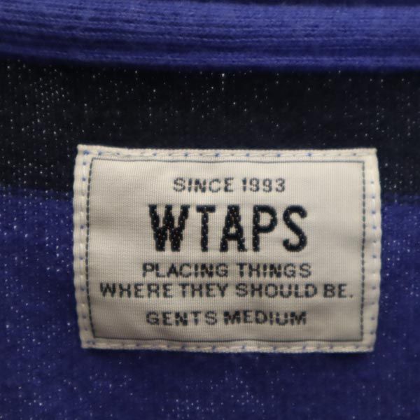 ダブルタップス 日本製 ボーダー柄 長袖 Tシャツ M ネイビー系 WTAPS ロンT メンズ