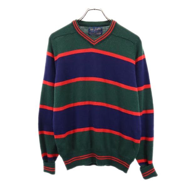 Jay for ジェイフォー シップス別注 スコットランド製 ウールブレンド ボーダー柄 長袖 ニット 深緑 セーター メンズ