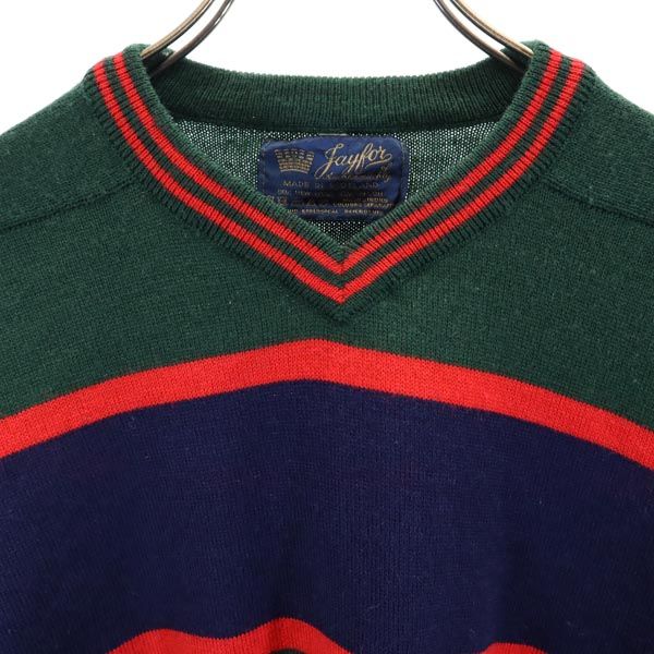 Jay for ジェイフォー シップス別注 スコットランド製 ウールブレンド ボーダー柄 長袖 ニット 深緑 セーター メンズ