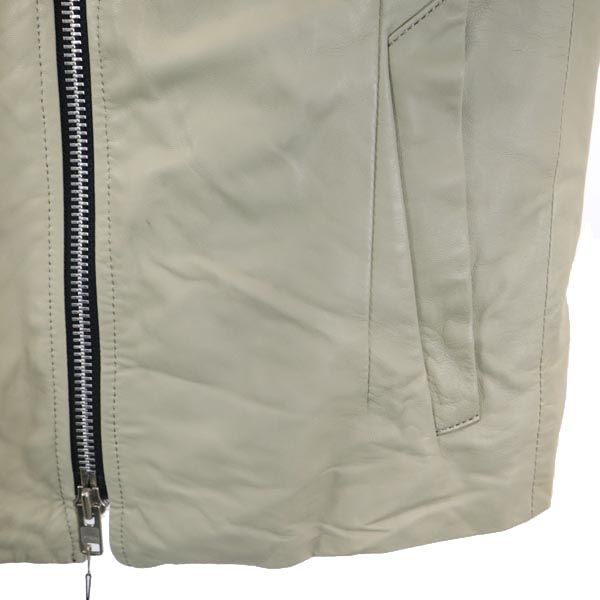 EKAM エーカム シープスキン レザージャケット L ライトグレー 羊革 レディース