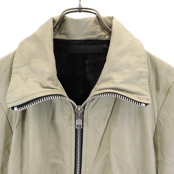 EKAM エーカム シープスキン レザージャケット L ライトグレー 羊革 レディース