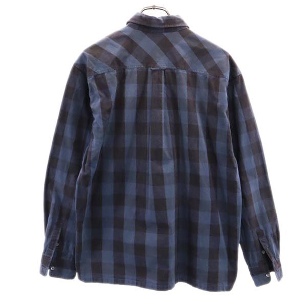 mtg. モンタージュ チェック 長袖 ジップ ボタンダウンシャツ L ネイビー系 リップストップ メンズ