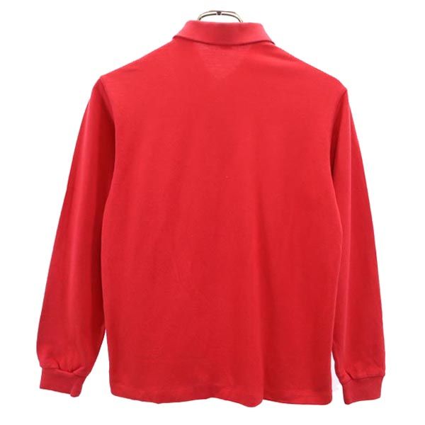 バーバリーズ 90s オールド 長袖 ポロシャツ M レッド系 Burberrys 鹿の子 ロゴ刺_ レディース