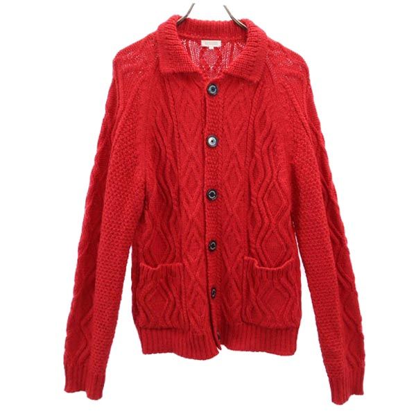 MACKINTOSH PHILOSOPHY マッキントッシュフィロソフィー 三陽商会 長袖 ニット カーディガン 40 レッド系 アラン編 メンズ
