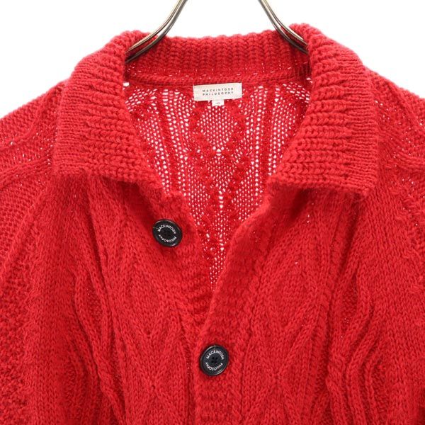 MACKINTOSH PHILOSOPHY マッキントッシュフィロソフィー 三陽商会 長袖 ニット カーディガン 40 レッド系 アラン編 メンズ