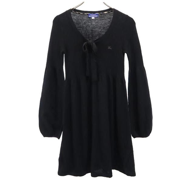 BURBERRY BLUE LABEL バーバリーブルーレーベル 三陽商会 長袖 リボン ワンピース 38 ブラック系 レディース