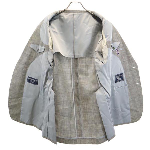 Burberrys バーバリーズ 90s オールド リネンブレンド ウール チェック柄 スーツ 上下 セットアップ 96-84-180A7 ブラック系 テーラードジャケット メンズ