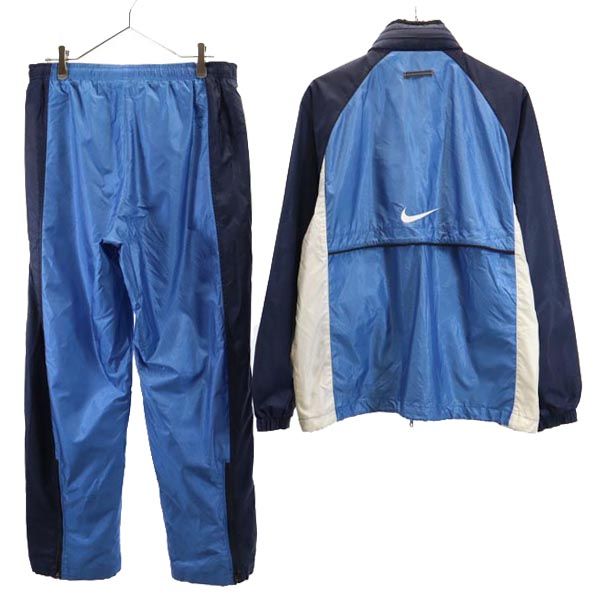 NIKE ナイキ 90s 00s 白タグ オールド ウインドブレーカー 上下 セットアップ M/XL ブルー系 ナイロンジャケット パンツ メンズ
