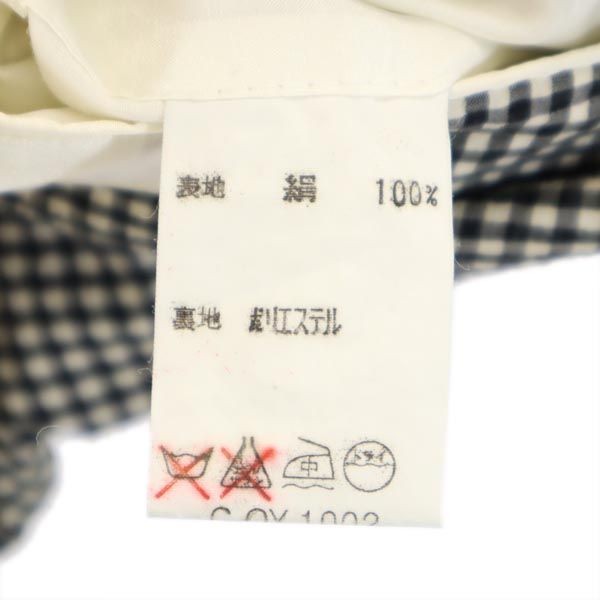 LANVIN ランバン シルク チェック柄 テーラードジャケット ST46-54 ブラック ×ホワイト メンズ