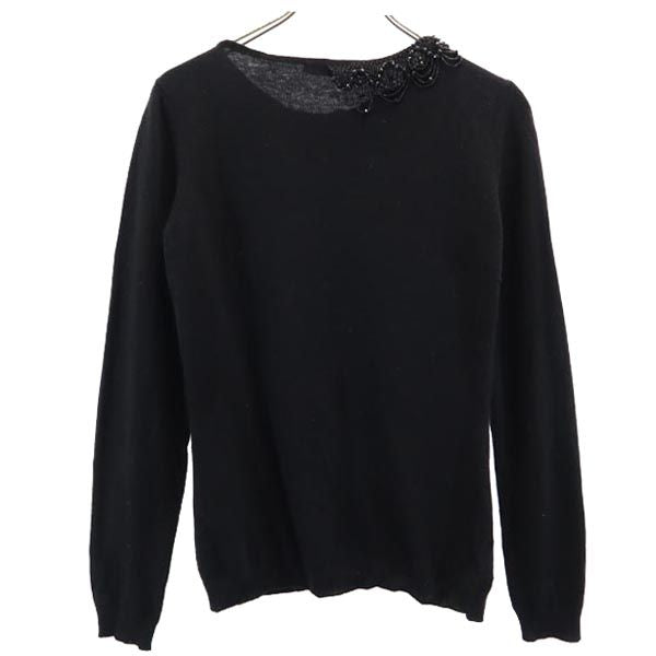 VALENTINO ヴァレンティノ イタリア製 カシミヤブレンド 長袖 ニット 44 ブラック系 ビーズ セーター レディース
