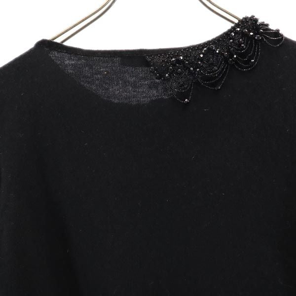 VALENTINO ヴァレンティノ イタリア製 カシミヤブレンド 長袖 ニット 44 ブラック系 ビーズ セーター レディース
