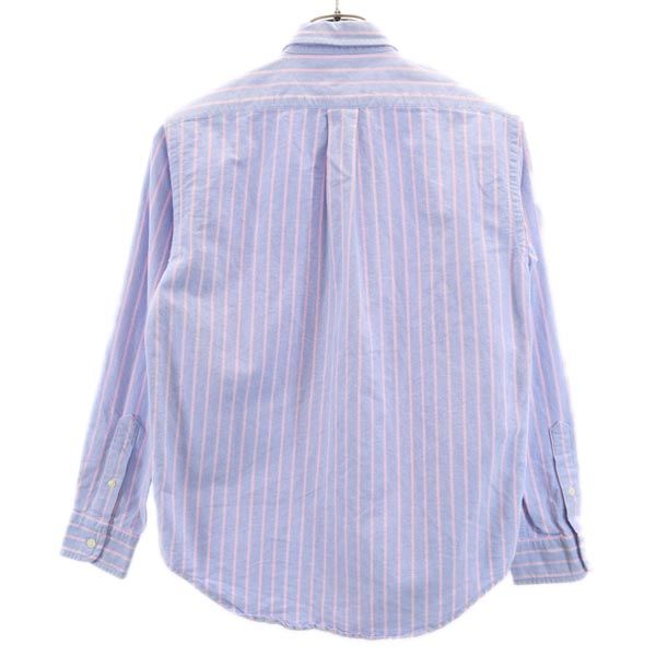 RALPH LAUREN ラルフローレン ストライプ柄 長袖 オックスフォード ボタンダウンシャツ 12 ブルー×ピンク キッズ