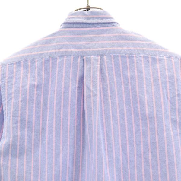 RALPH LAUREN ラルフローレン ストライプ柄 長袖 オックスフォード ボタンダウンシャツ 12 ブルー×ピンク キッズ