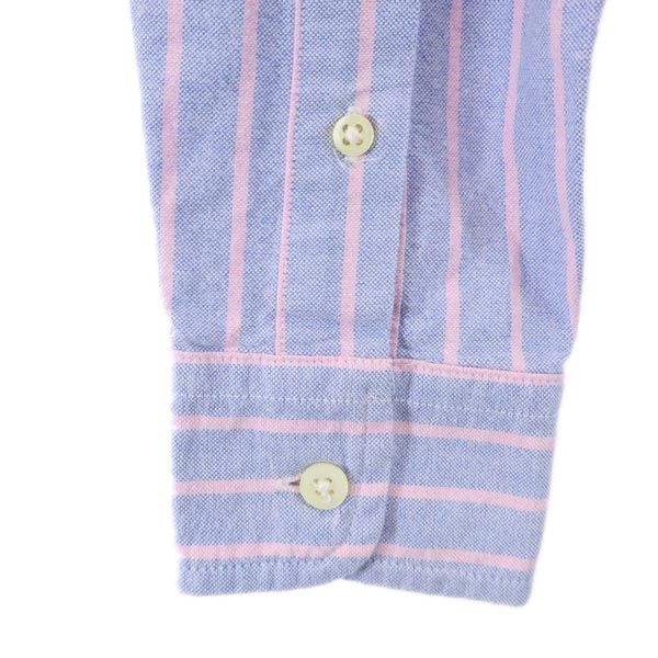 RALPH LAUREN ラルフローレン ストライプ柄 長袖 オックスフォード ボタンダウンシャツ 12 ブルー×ピンク キッズ