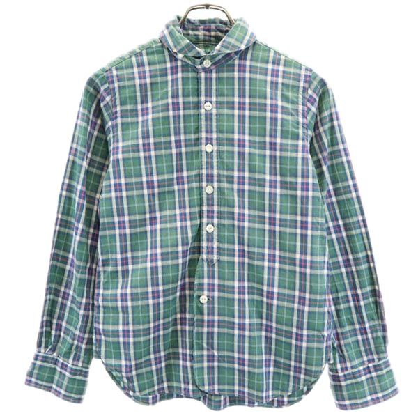 HAVERSACK ハバーザック チェック柄 長袖 シャツ S グリーン系 レディース