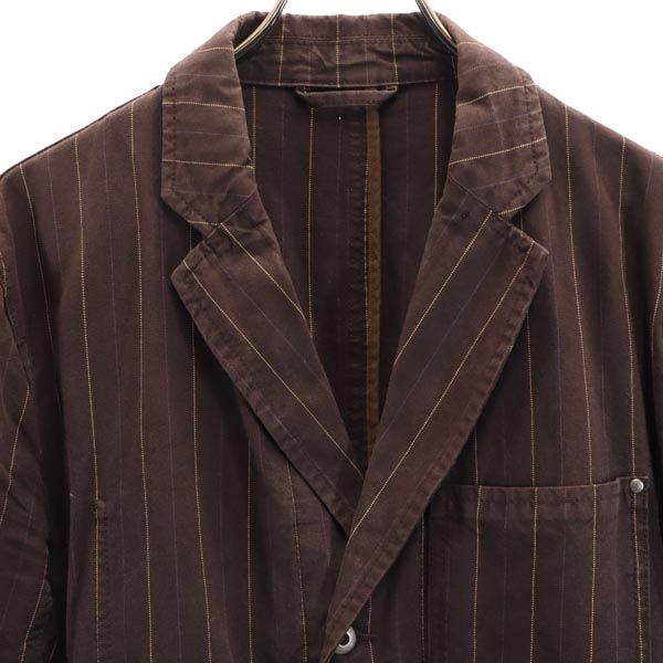 Paul Smith JEANS ポールスミスジーンズ ストライプ柄 テーラードジャケット L ブラウン メンズ