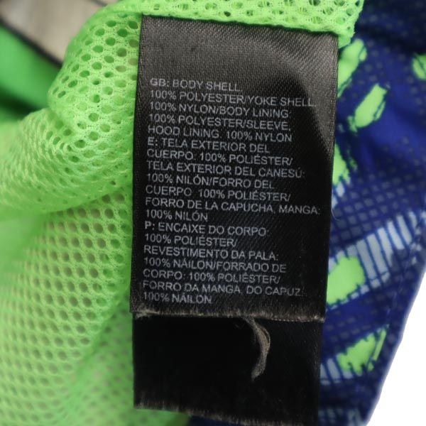 THE NORTH FACE ザノースフェイス ボーイズ 総柄 アウトドアジャケット S(7/8) ブルー系 フード 裏メッシュ地 キッズ