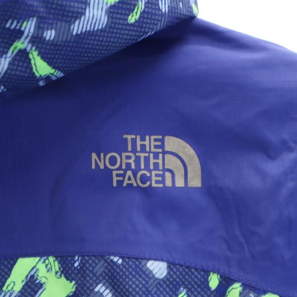 THE NORTH FACE ザノースフェイス ボーイズ 総柄 アウトドアジャケット S(7/8) ブルー系 フード 裏メッシュ地 キッズ