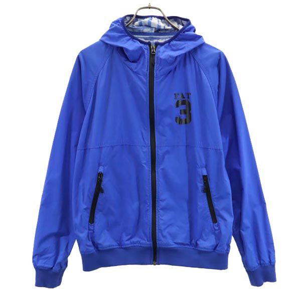 FAT エフエーティー ナイロンジャケット SKINNY ブルー フード 裏ボーダー メンズ