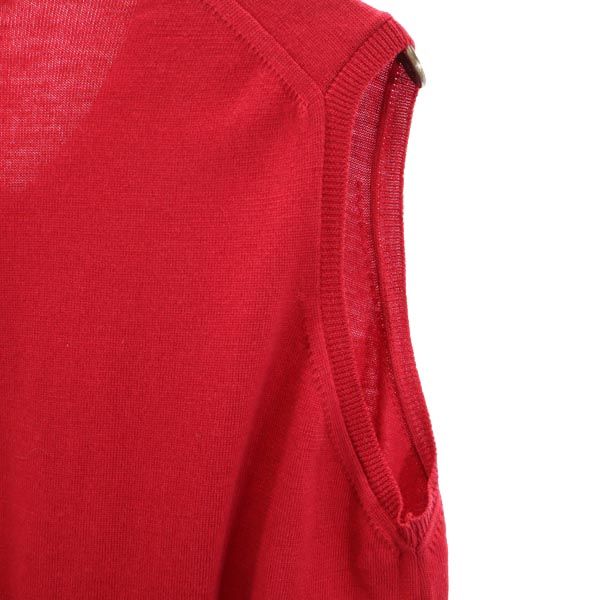 JOHN SMEDLEY ジョンスメドレー イングランド製 ウール Vネック ニットベスト M レッド メンズ