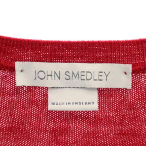 JOHN SMEDLEY ジョンスメドレー イングランド製 ウール Vネック ニットベスト M レッド メンズ