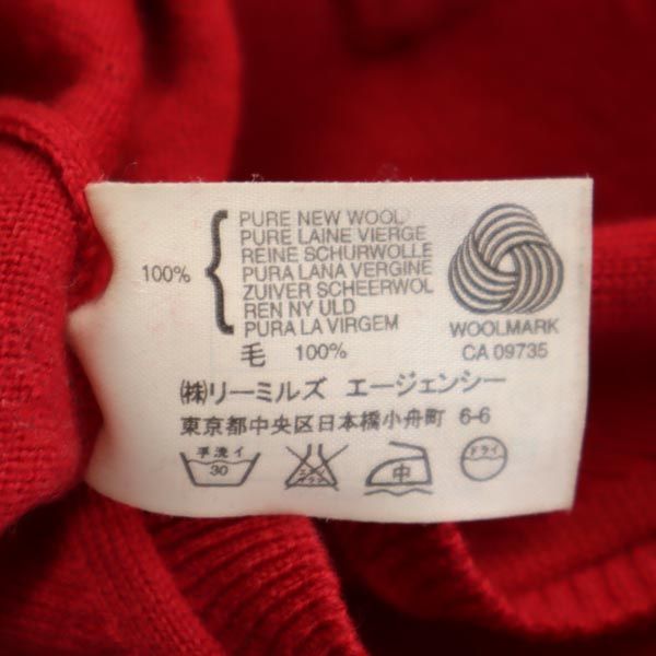 JOHN SMEDLEY ジョンスメドレー イングランド製 ウール Vネック ニットベスト M レッド メンズ