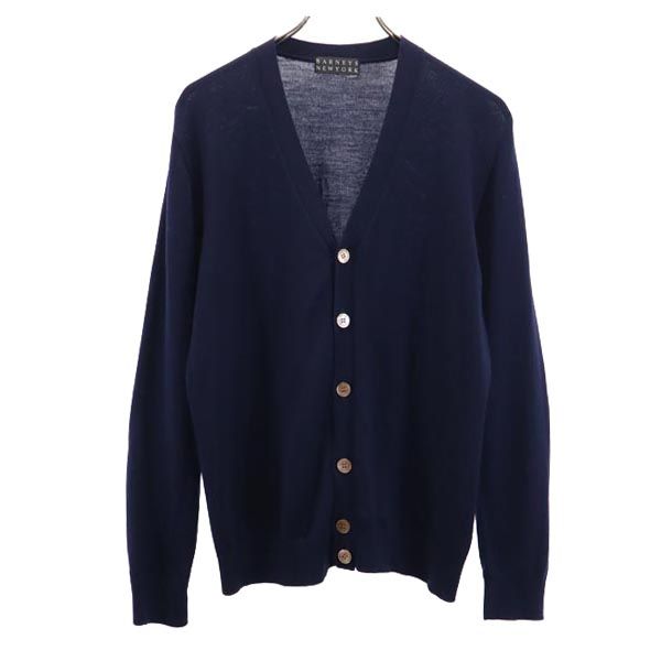 BARNEYS NEWYORK バーニーズニューヨーク ウール 長袖 ニット カーディガン S ネイビー Vネック メンズ
