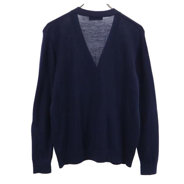 BARNEYS NEWYORK バーニーズニューヨーク ウール 長袖 ニット カーディガン S ネイビー Vネック メンズ